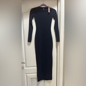Skims Crew Neck Long Sleeve Dress - Navy